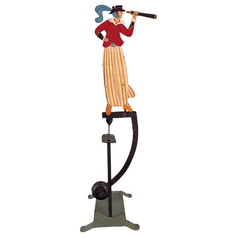 Vintage Folk Art Balancing Telescope Figure Sculpture