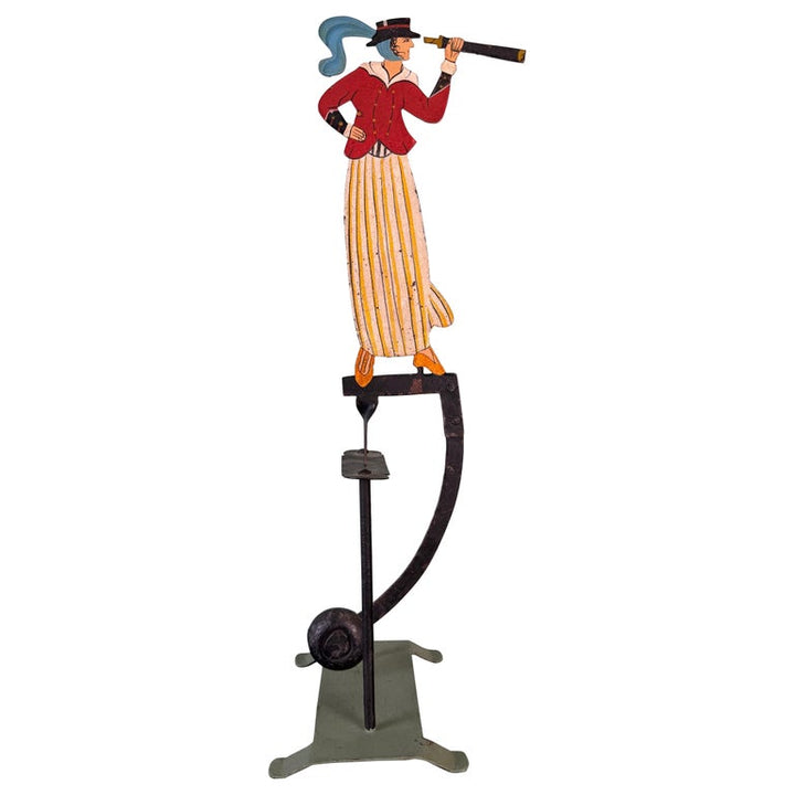 Vintage Folk Art Balancing Telescope Figure Sculpture
