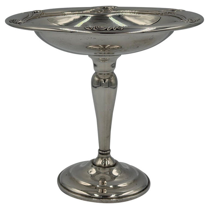 Antique Sterling Silver Pedestal Compote / Tazza with Classical Rim Detail