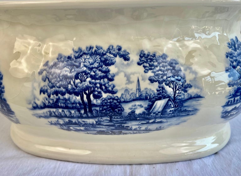 Blue and White English Transferware Cachepot