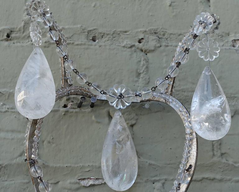 Pair of Rock Crystal Two-Light Sconces