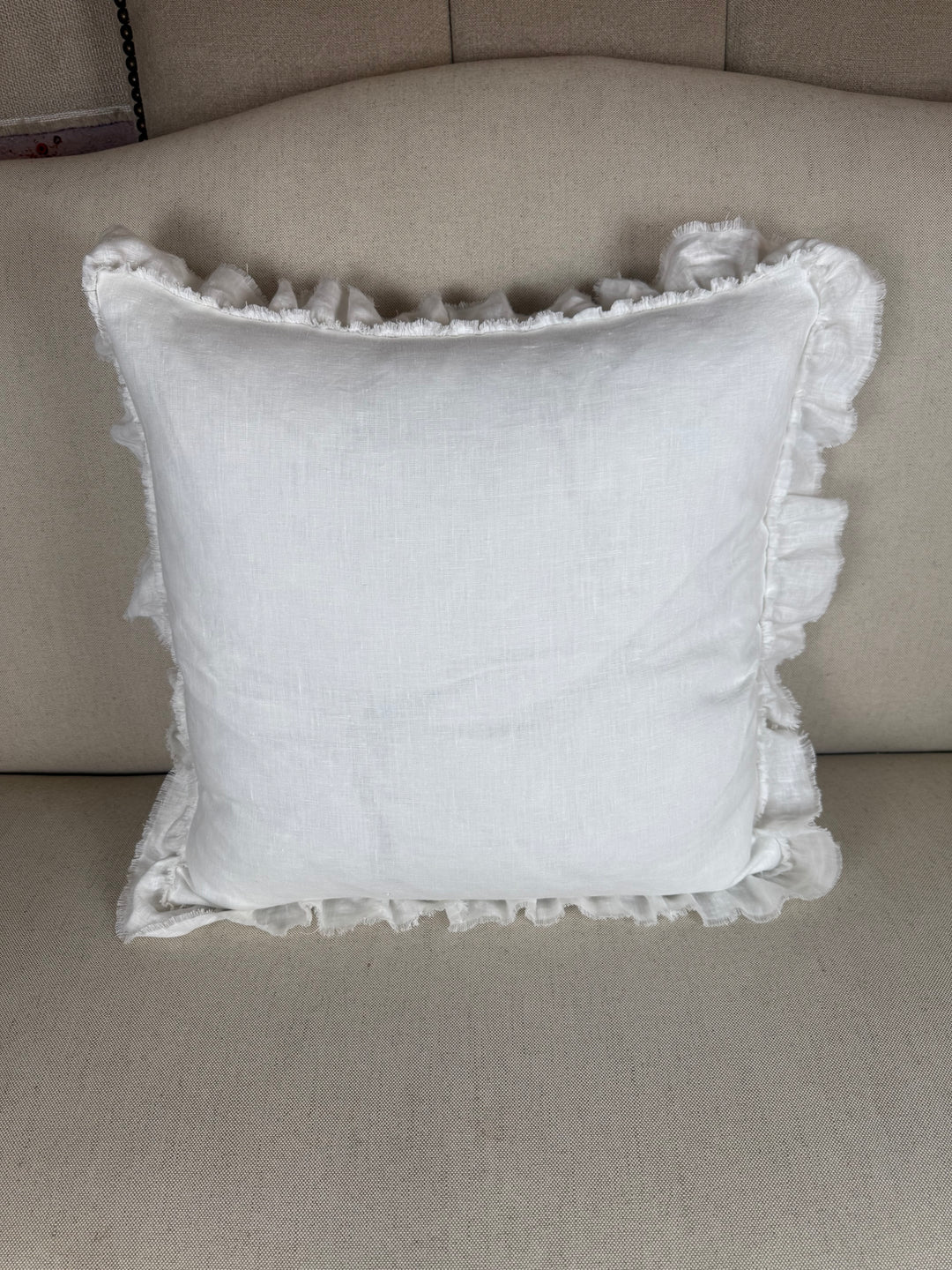 Ruffled Linen Pillow Miamar Signature Collection Optic