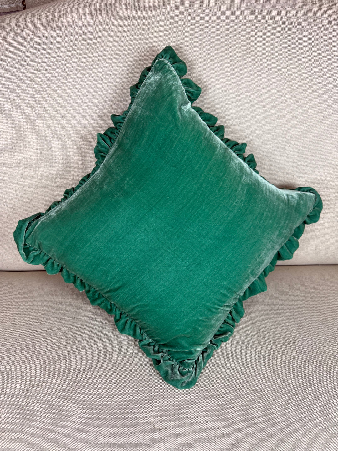 Ruffled Silk Velvet Pillow, Miamar Signature Collection