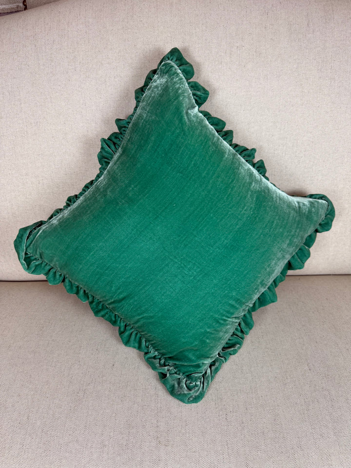Ruffled Silk Velvet Pillow, Miamar Signature Collection