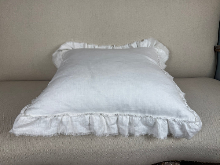 Ruffled Linen Pillow Miamar Signature Collection Optic