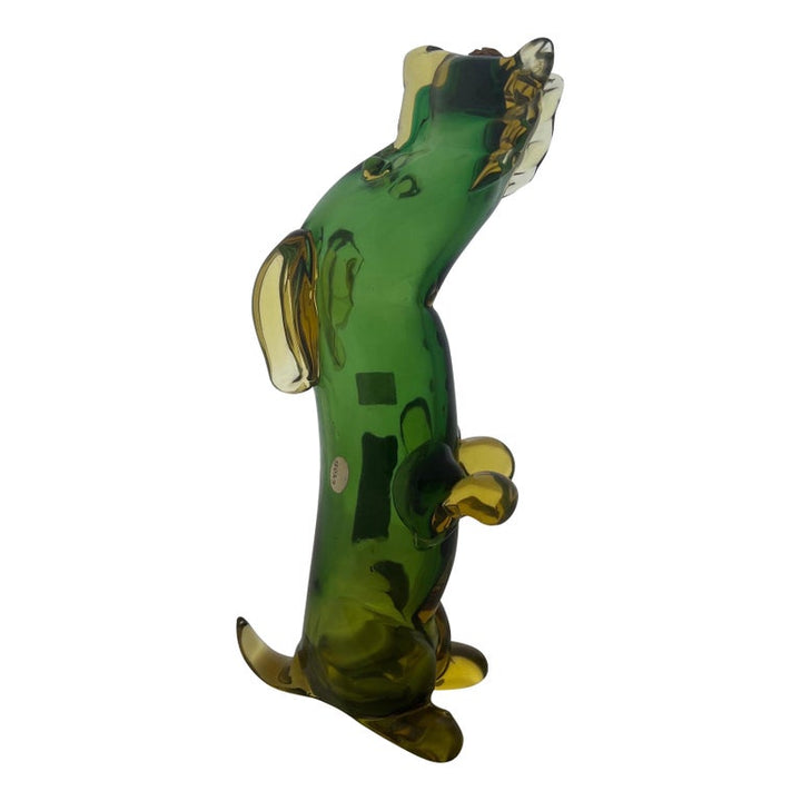 Hand Blown Italian Decanter Depicting A Dog