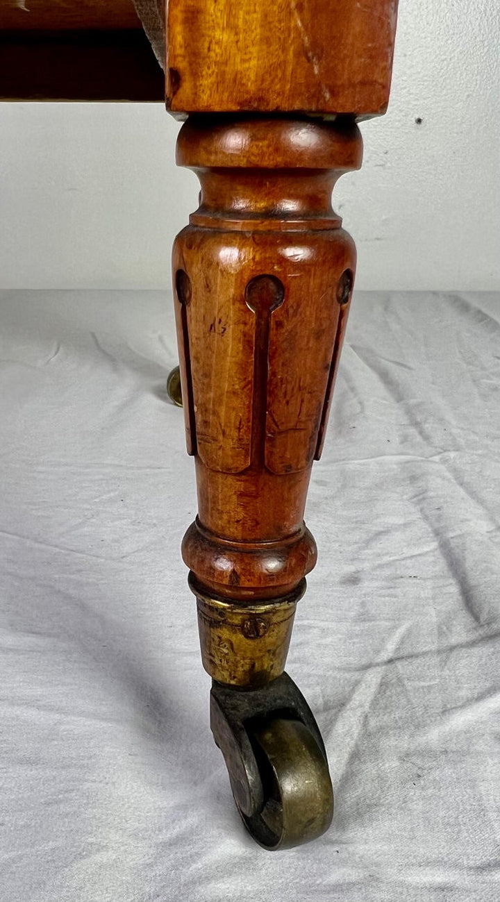 19th C. English Maple Magazine Rack w/ Drawer and Casters