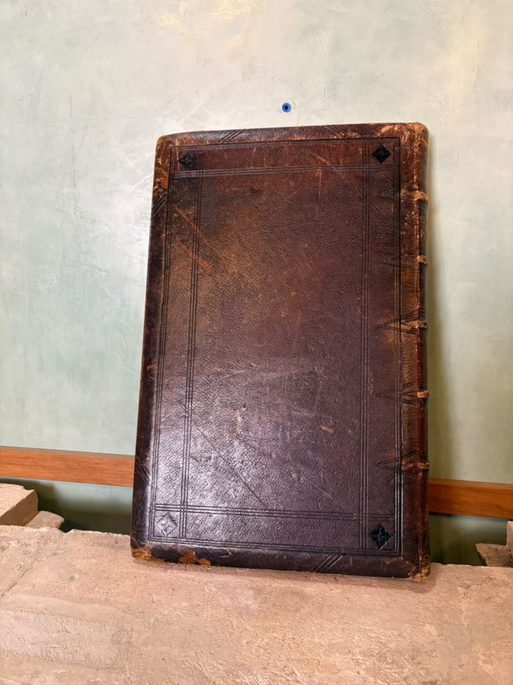 Mid-19th Century Large English Leather-Bound Church Folio Biblia