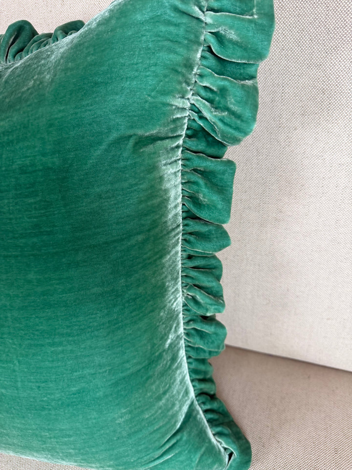 Ruffled Silk Velvet Pillow, Miamar Signature Collection