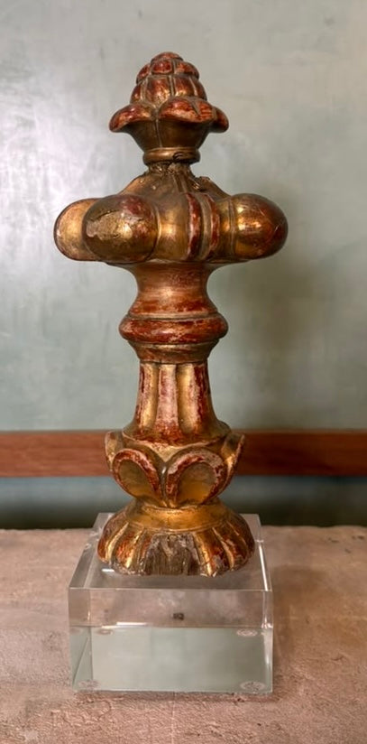 18th Century Italian Baroque Giltwood Tabernacle Finial on Lucite Base
