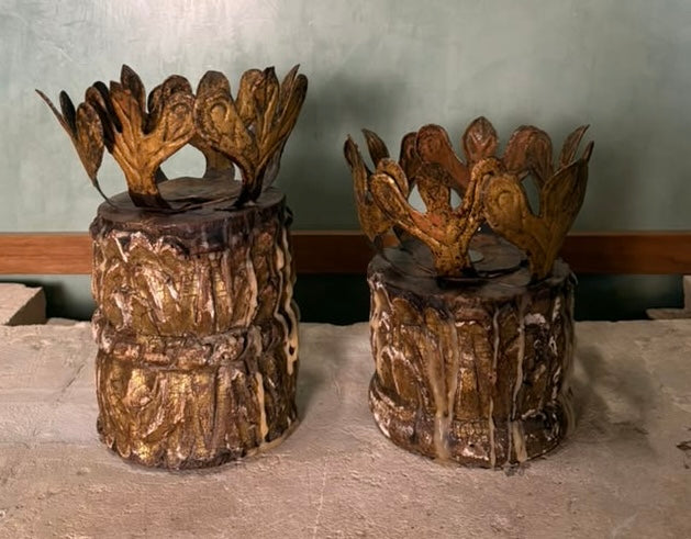Pair of 18th Century Spanish Colonial Santos Crown