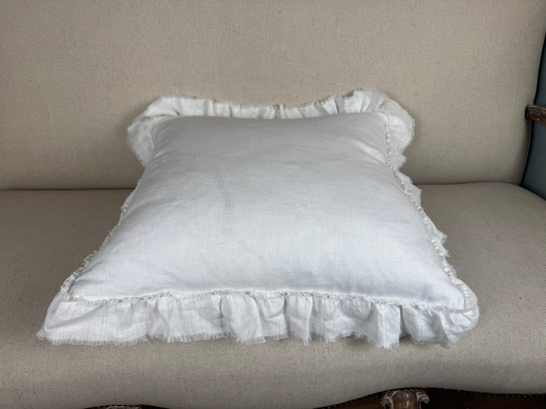 Ruffled Linen Pillow Miamar Signature Collection Optic