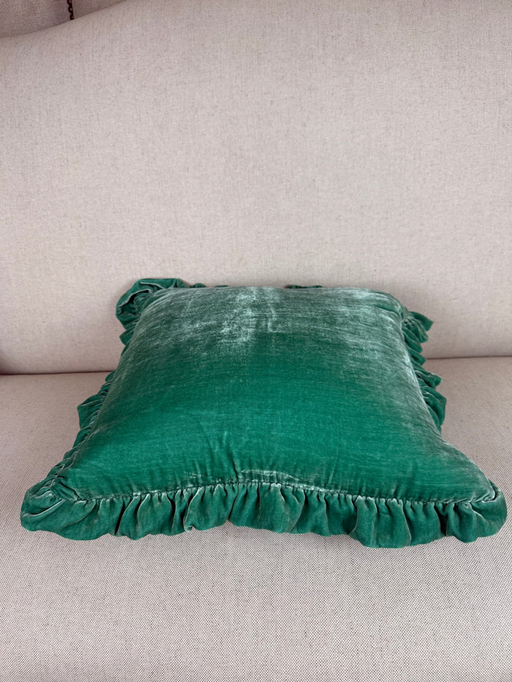 Ruffled Silk Velvet Pillow, Miamar Signature Collection