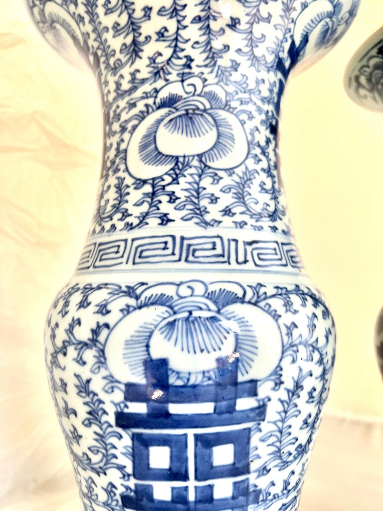 19th C. Blue & White Chinese Export Vases, Pair