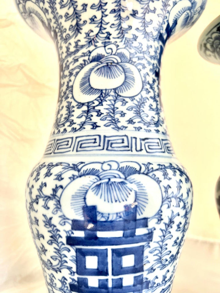 19th C. Blue & White Chinese Export Vases, Pair