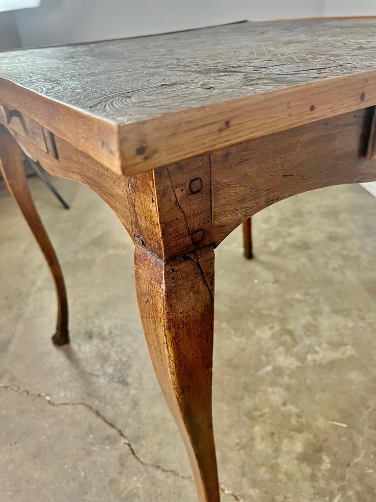 19th C. French Game Table w/Embossed Leather Top