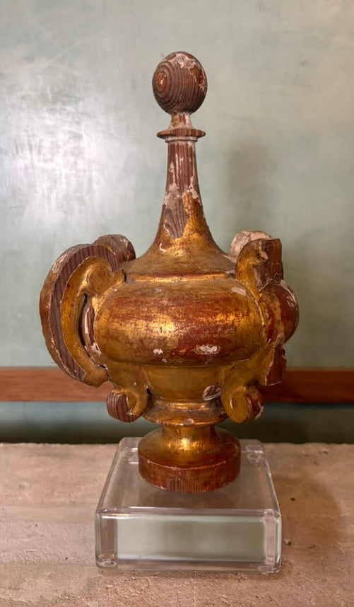 18th Century Italian Baroque Giltwood Altar Finial on Lucite Base