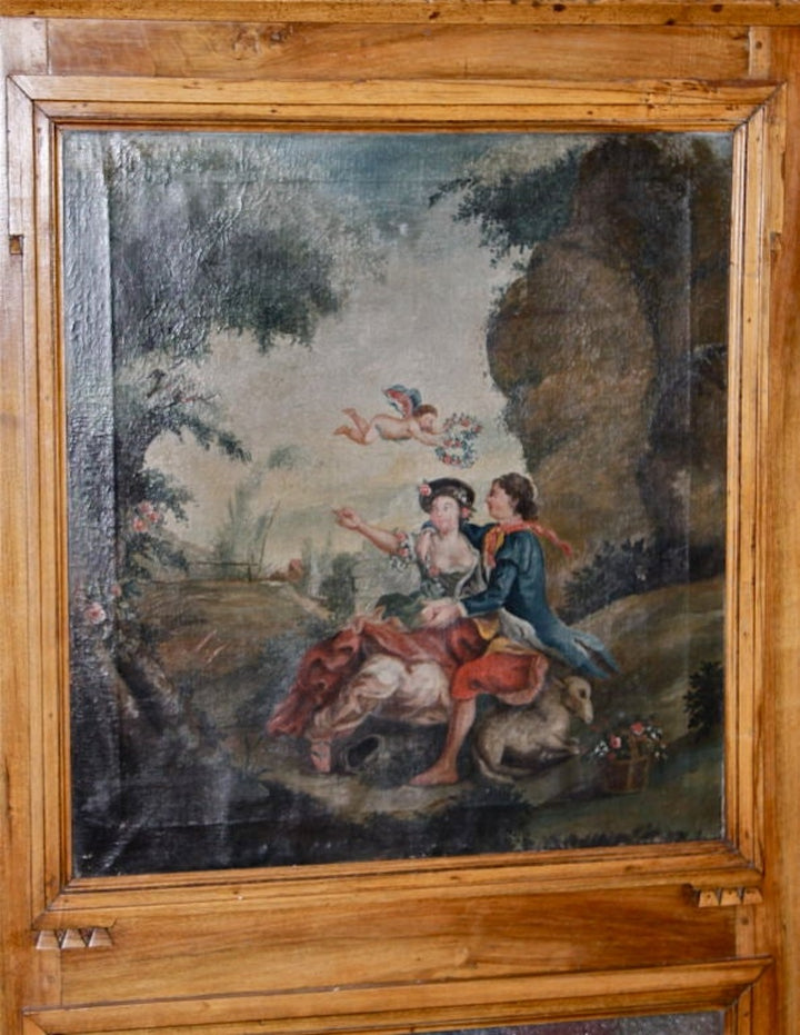Carved Walnut Trumeau with inset Painting