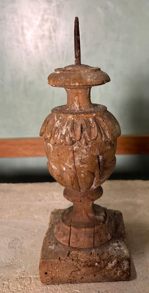 17th Century Spanish Pine Pricket Candlestick