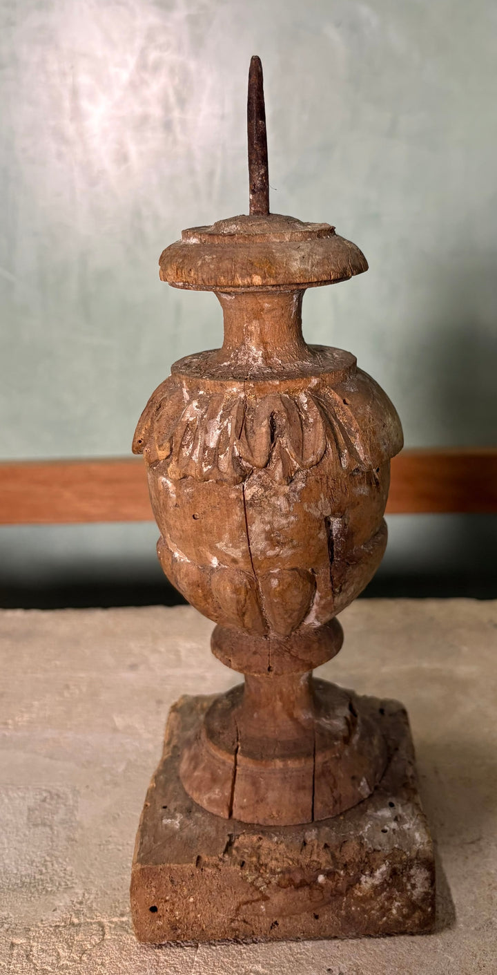 17th Century Spanish Pine Pricket Candlestick