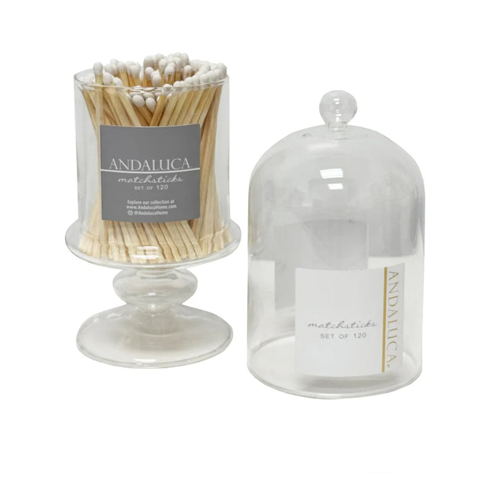Tall Glass Jar with Lid &amp; 120 Wooden White Matches