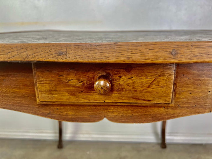 19th C. French Game Table w/Embossed Leather Top