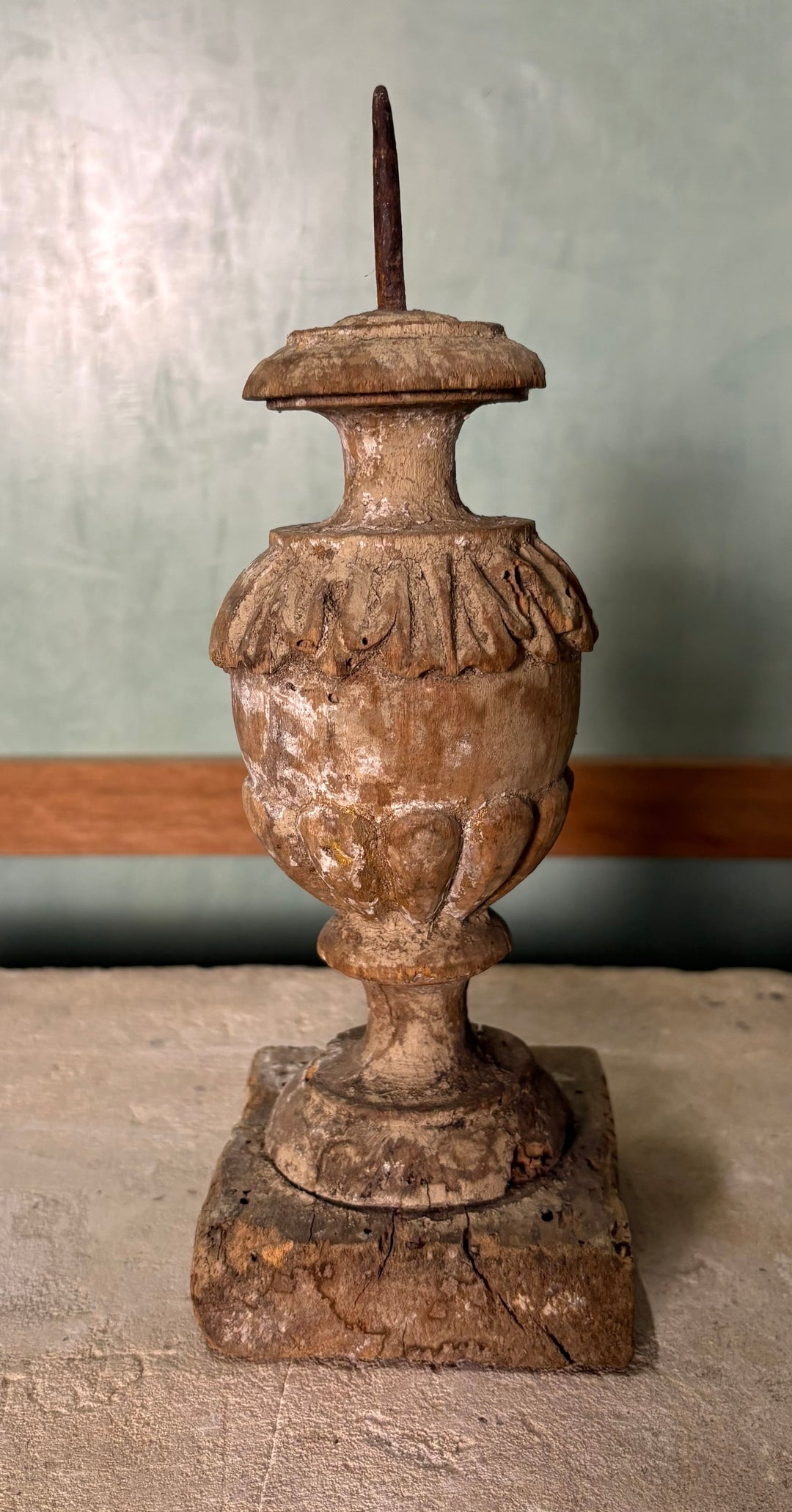 17th Century Spanish Pine Pricket Candlestick