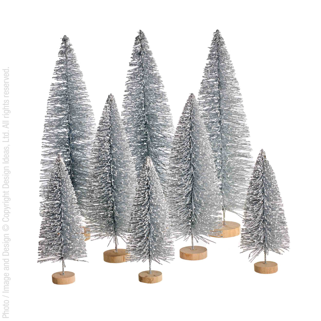 Yukon™ bottlebrush trees (silver with snow: set/8)