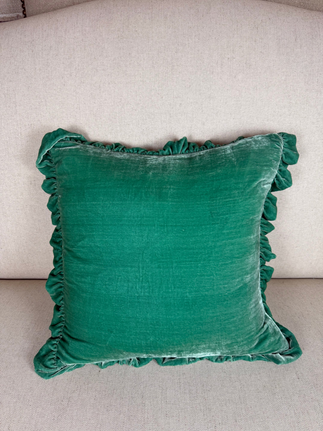Ruffled Silk Velvet Pillow, Miamar Signature Collection