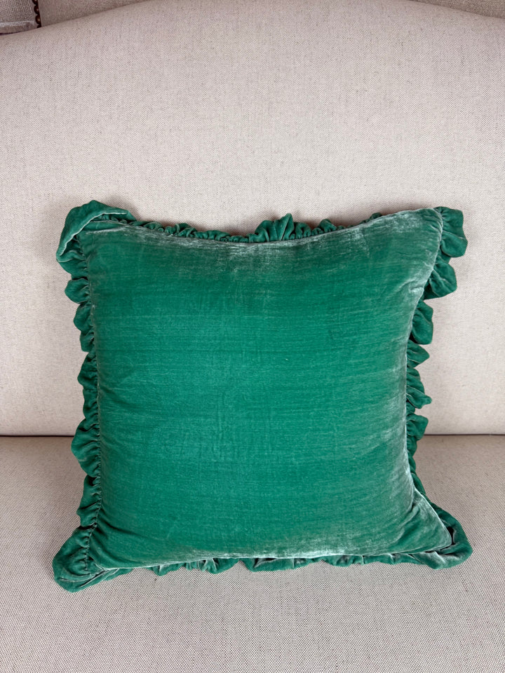 Ruffled Silk Velvet Pillow, Miamar Signature Collection