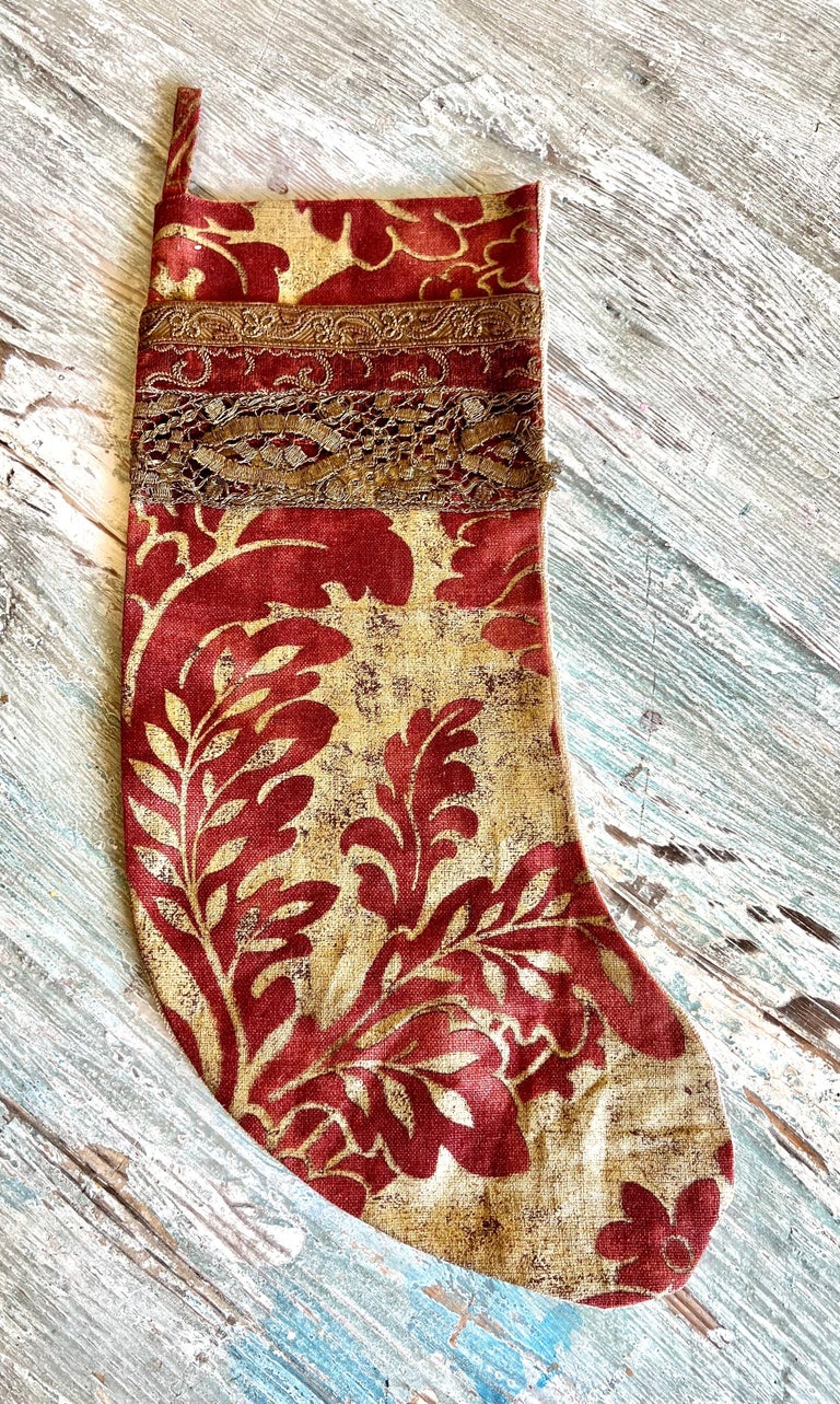 Custom Christmas Stocking w/ Antique Metallic Trims