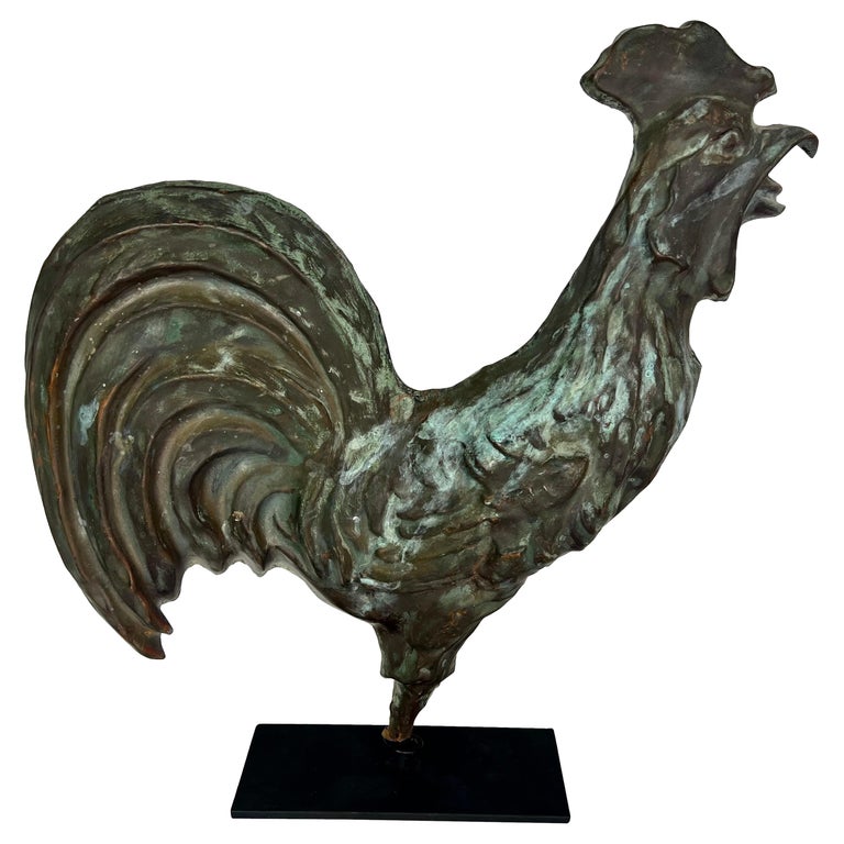 Early 20th C. Copper Rooster on Iron Base