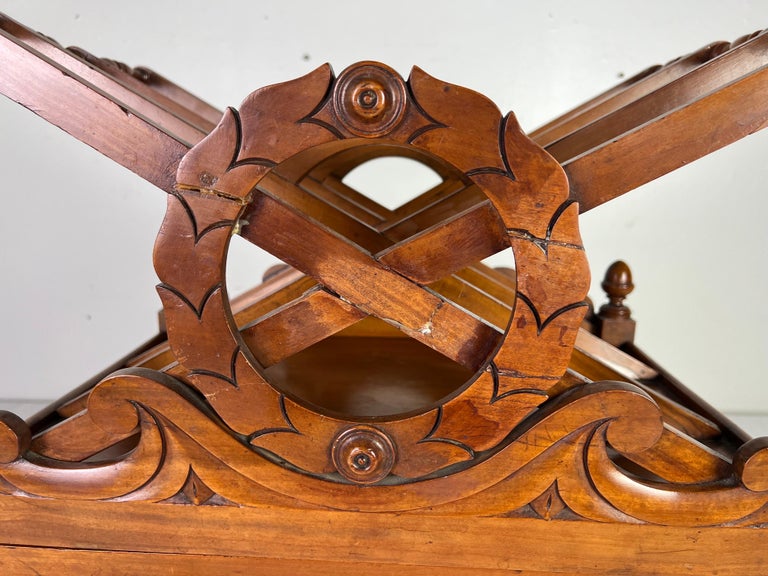 19th C. English Maple Magazine Rack w/ Drawer and Casters