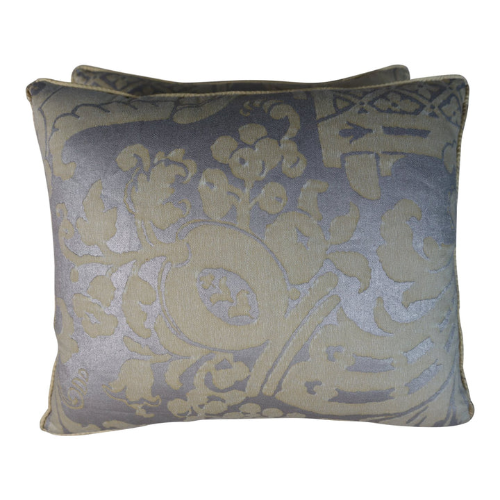 Citrine & Silvery Gold Fortuny Pillows, Pair