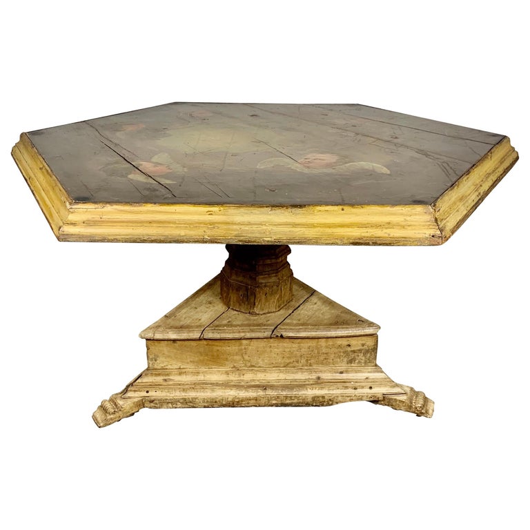 19th Century Spanish Center Table with Painted Cherubs