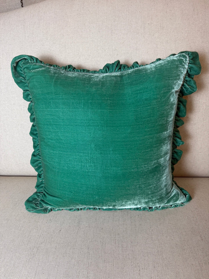 Ruffled Silk Velvet Pillow, Miamar Signature Collection