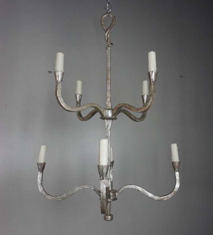 Wrought Iron Silver Gilt Chandeliers by Melissa Levinson