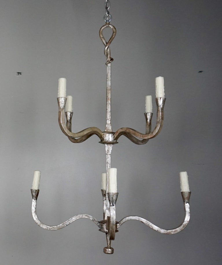 Wrought Iron Silver Gilt Chandeliers by Melissa Levinson