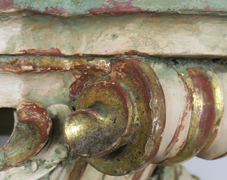 Serpentine Shaped Painted and Parcel-Gilt Console with Marble Top, circa 1930