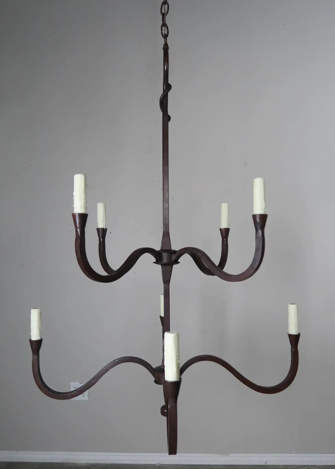 Two-Tier Eight Light Wrought Iron Chandelier by MLA