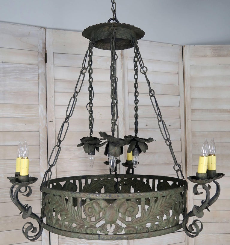 19th C. Wrought Iron Spanish Chandelier