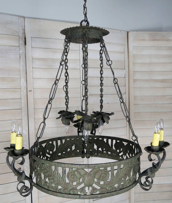 19th C. Wrought Iron Spanish Chandelier