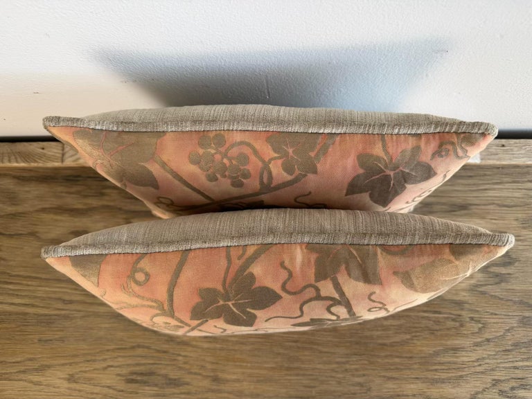Pair of Fortuny “Moresco” Textile Pillows with Velvet Backs