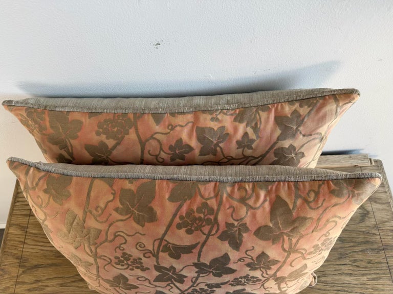 Pair of Fortuny “Moresco” Textile Pillows with Velvet Backs