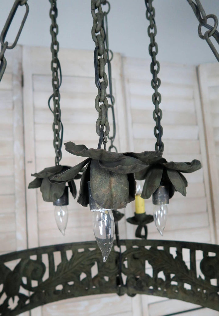 19th C. Wrought Iron Spanish Chandelier