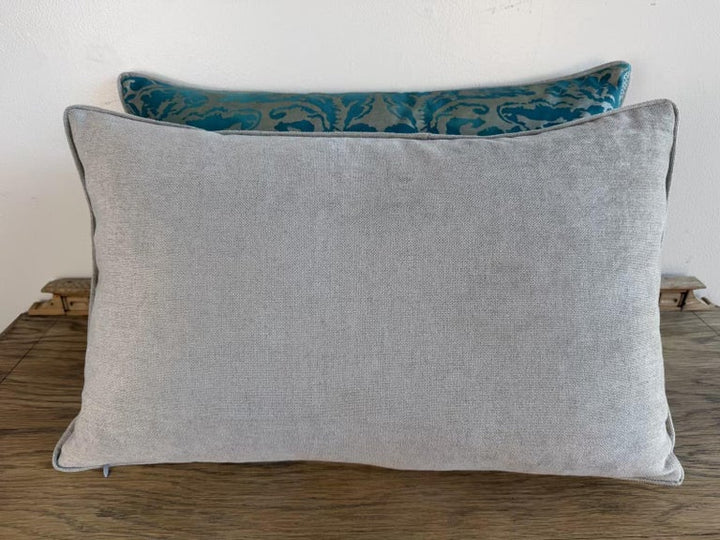 Pair of Fortuny Patterned Pillows with Solid Chenille Backs by Melissa Levinson