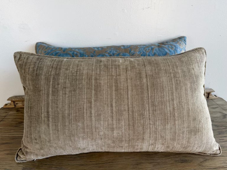 Pair of Custom Fortuny Textile Pillows with velvet Backs