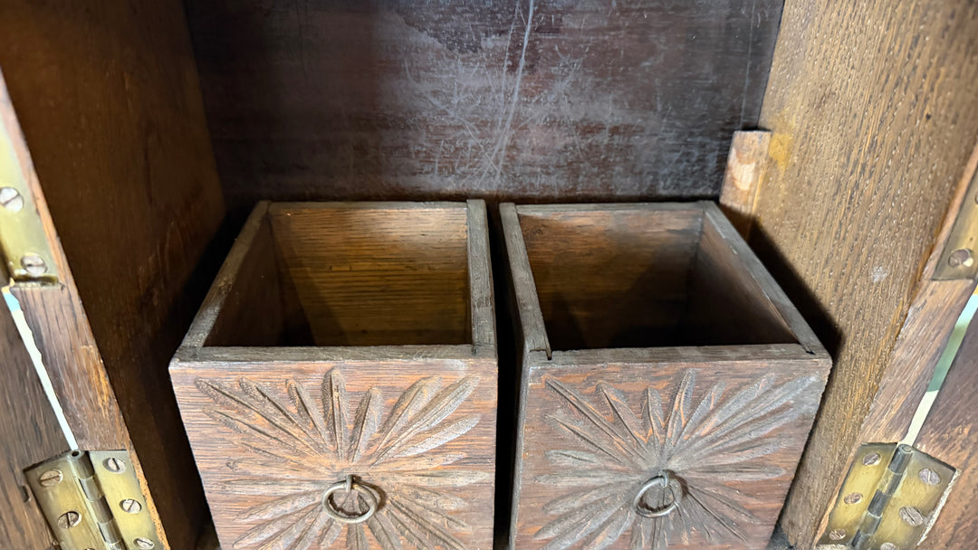 Late 19th Century Black Forest Carved Oak Tobacco Cabinet
