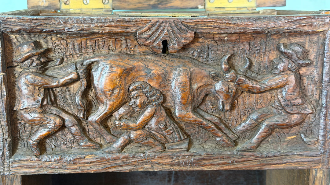 Late 19th Century Black Forest Carved Oak Tobacco Cabinet