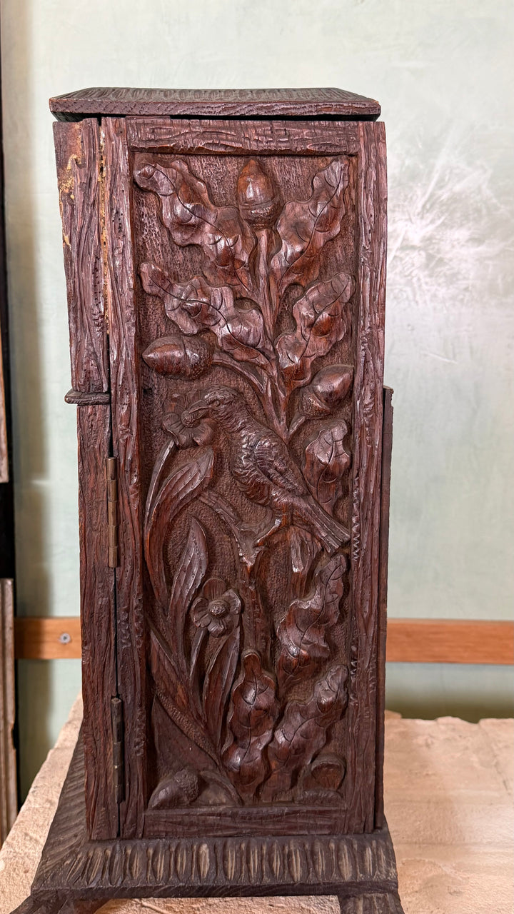 Late 19th Century Black Forest Carved Oak Tobacco Cabinet